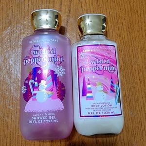 Bath and Body Works 2022 Twisted Peppermint Body Wash and Lotion